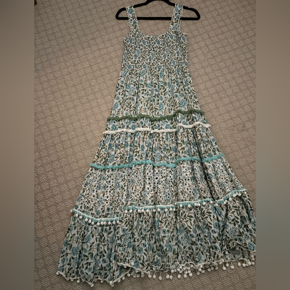 Zara Floral Midi Dress - Blue and Green